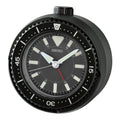 Seiko QHE207KLH "Mai Modern Watch Dial" Black Heritage Design Luminous Desk & Alarm Clock with Rotating Bezel
