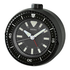 Seiko QHE207KLH "Mai Modern Watch Dial" Black Heritage Design Luminous Desk & Alarm Clock with Rotating Bezel