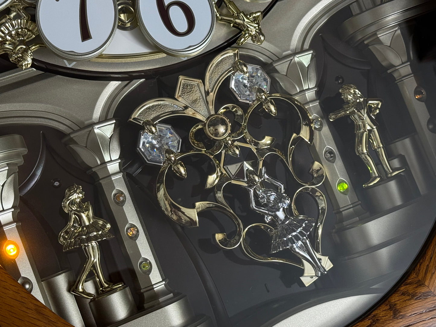 Rhythm "SSS Encore" Magic Motion Musical Wooden Wall Clock with Animated Moving Dial and Popular Melodies - 4MH810-R06