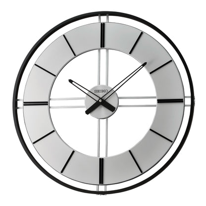 Seiko QXA820KLH "Dana" Large Modern Metal & Wooden Gallery Wall Clock with Raised Numerals