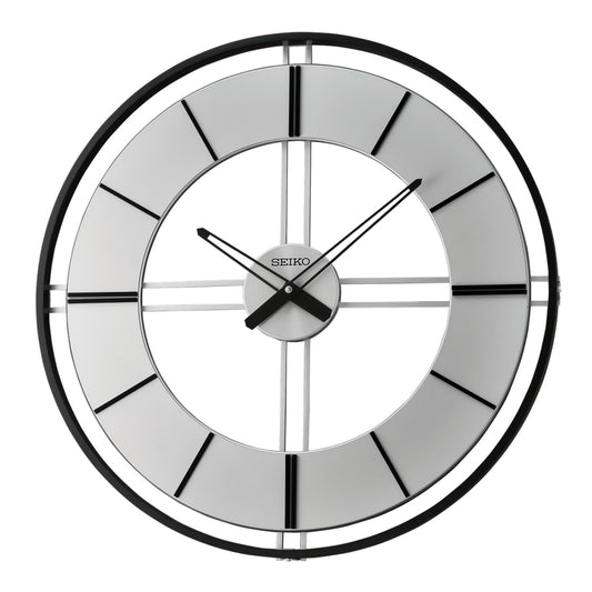 Seiko QXA820KLH "Dana" Large Metal & Wooden Wall Clock with Raised Numerals