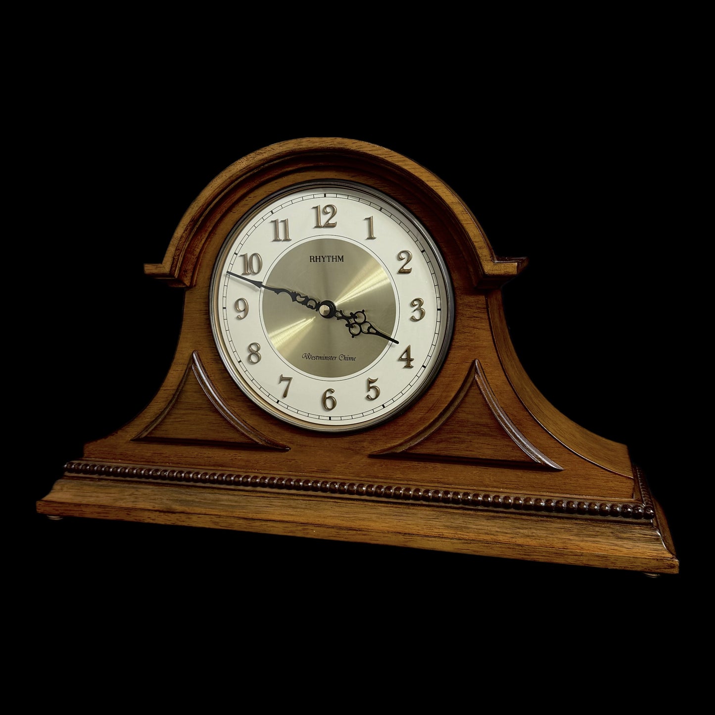 Rhythm "WSM Remington II" Traditional Wooden Chiming & Musical Tambour Mantel Clock with Raised Numerals - CRH216UR06