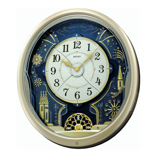 Seiko QXM239SRH "Starry Night" Melodies in Motion Musical Wall Clock with Animated Moving Dial