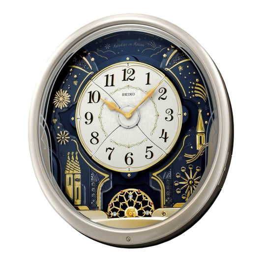 Seiko QXM239SRH "Starry Night" Melodies in Motion Musical Wall Clock with Animated Moving Dial