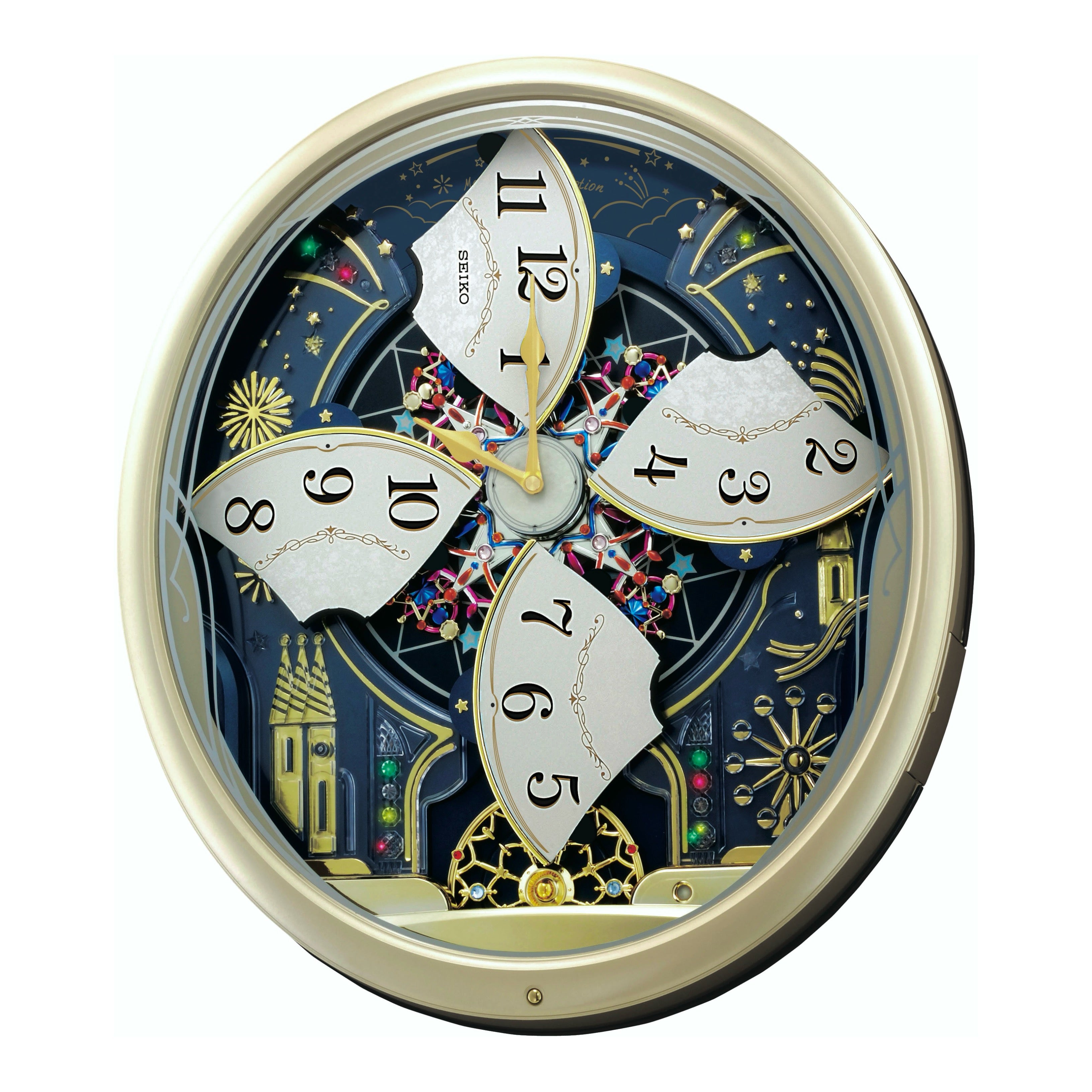 Seiko QXM239SRH "Celebration" Melodies in Motion Musical Wall Clock with Animated Moving Dial & 6 Songs