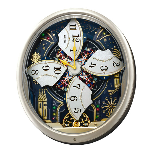 Seiko QXM239SRH "Starry Night" Melodies in Motion Musical Wall Clock with Animated Moving Dial