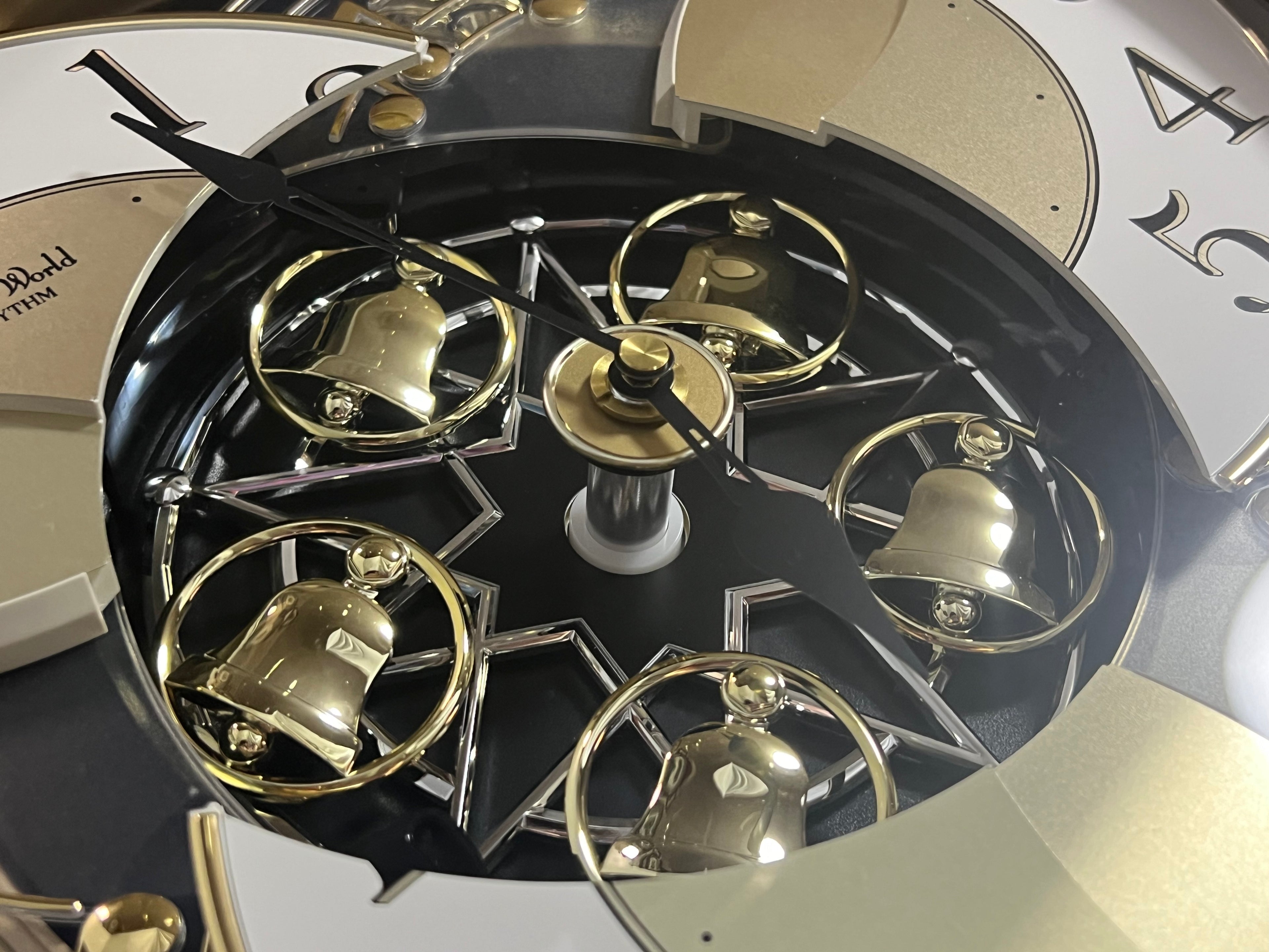 Rhythm "Nostalgia Legend" Moving Dial Magic Motion Musical Wooden Wall Clock with Music by The Beatles - 4MH832WB06