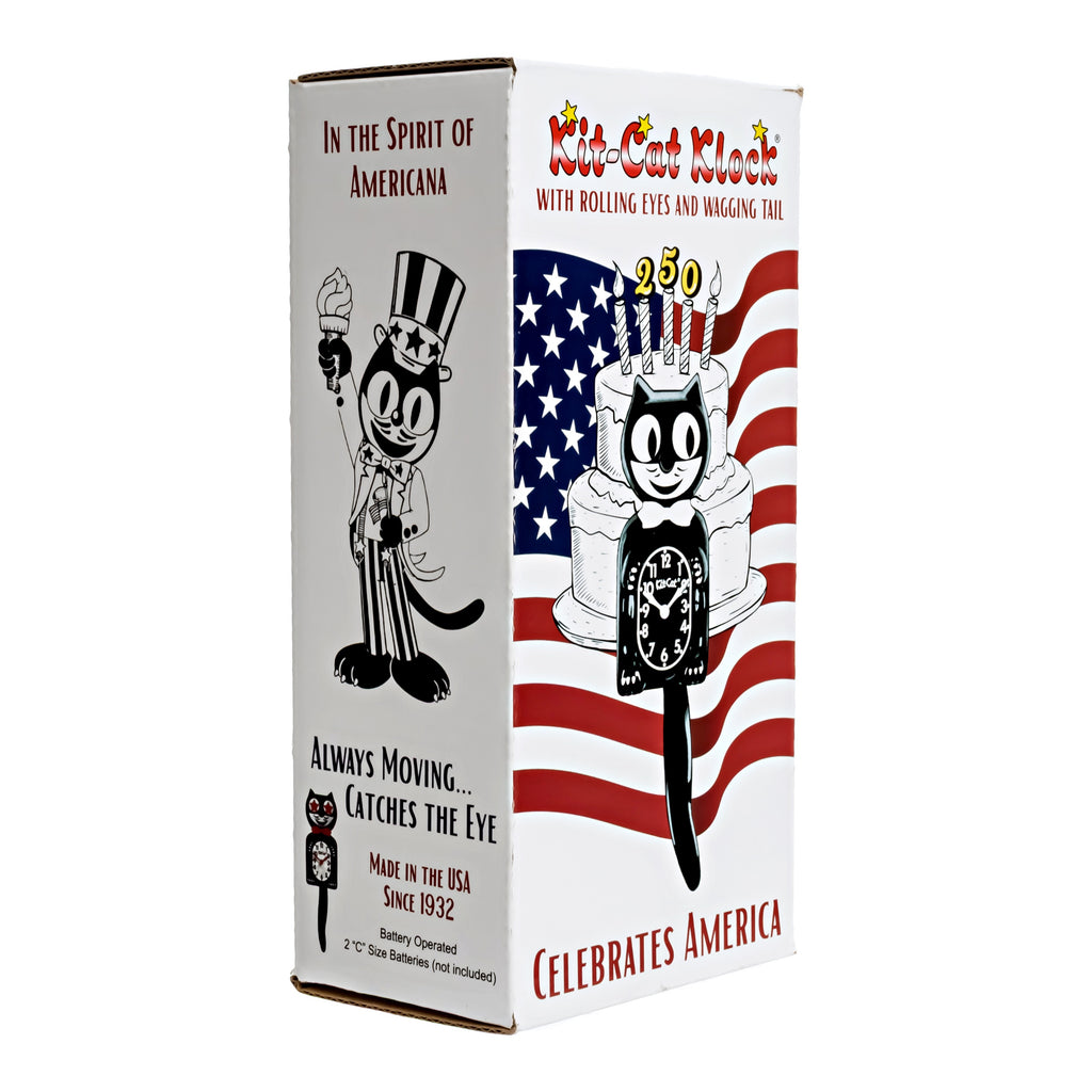 Original Kit-Cat Klock “Old Glory” Special American Patriotic Limited Edition Novelty Moving Pendulum Wall Clock by California Clock Company - BC-250