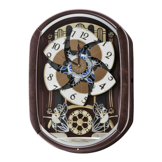 Seiko QXM297BRH "Ballerina" Melodies in Motion Musical Wall Clock with Animated Moving Dial