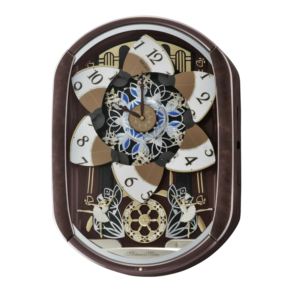 Seiko QXM297BRH "Ballerina" Melodies in Motion Musical Wall Clock with Animated Moving Dial & 12 Songs