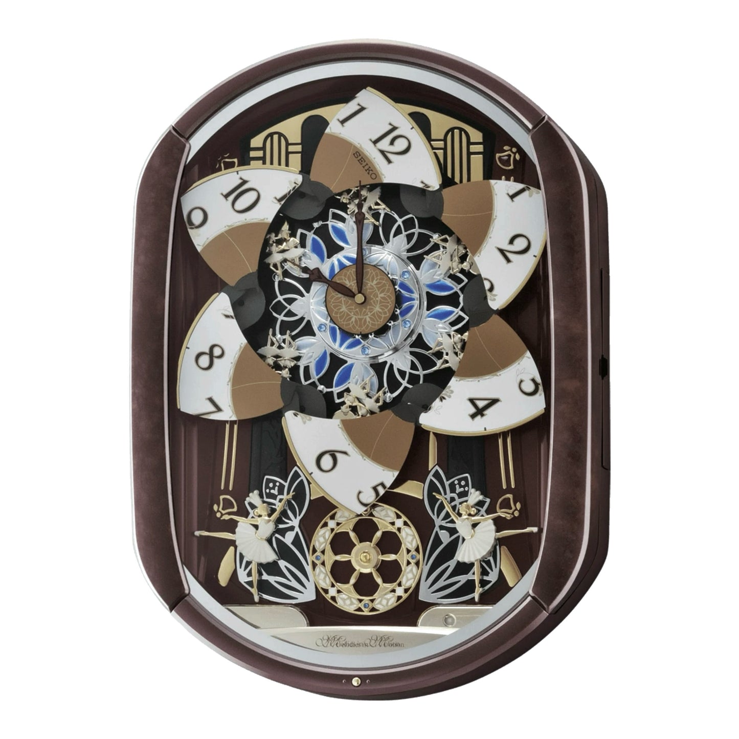 Seiko QXM297BRH "Ballerina" Melodies in Motion Musical Wall Clock with Animated Moving Dial