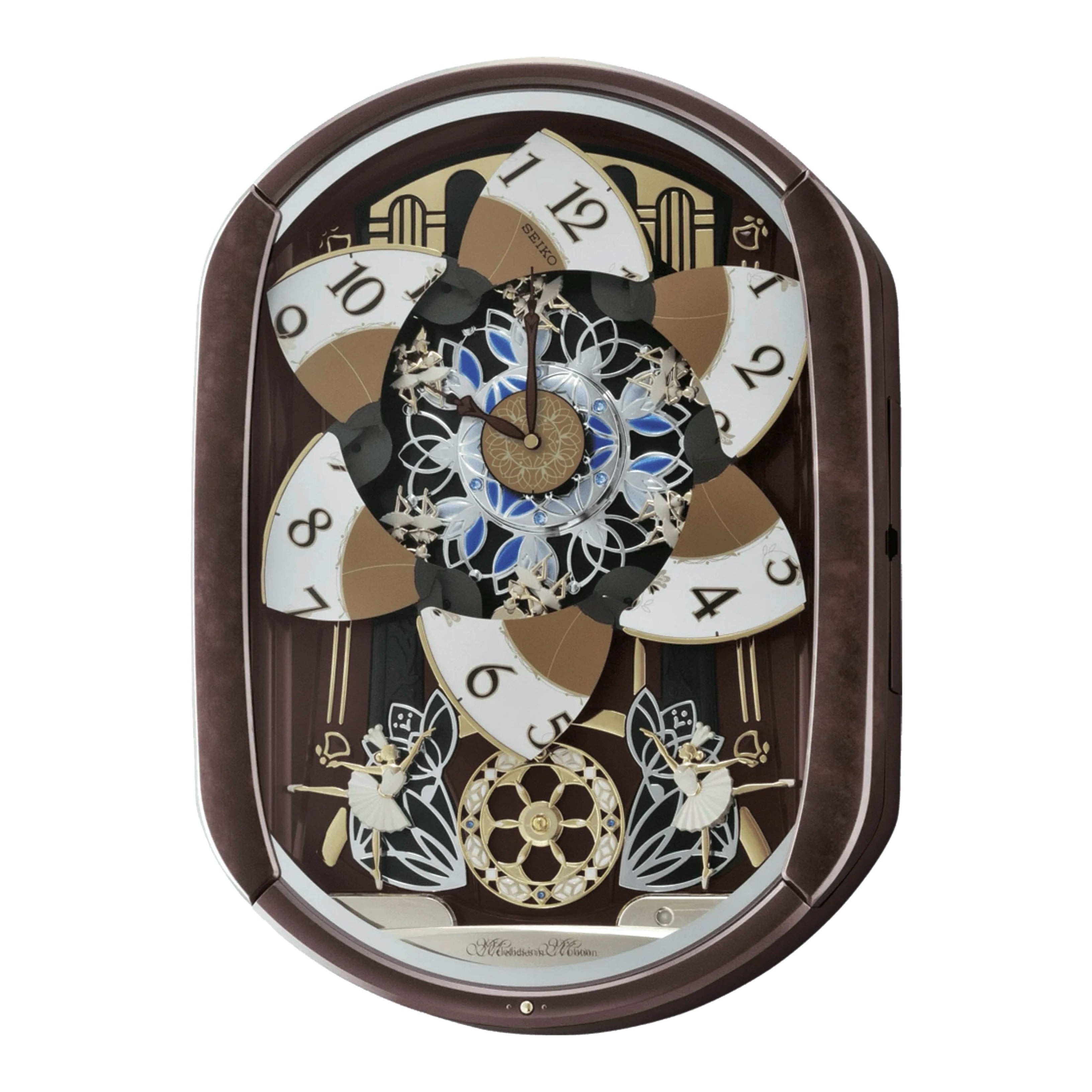 Seiko QXM297BRH "Ballerina" Melodies in Motion Musical Wall Clock with Animated Moving Dial & 12 Songs