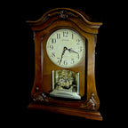 Rhythm "WSM Luminous Queen Mantel" Traditional Large Wooden Chiming & Musical Decorative Pendulum Mantel Clock with LED-Lighted Dial - CRH227UR06