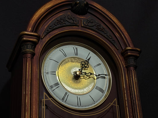 Rhythm "CTS Venetian" Antique-Style Wooden Musical Pendulum Mantel Clock with Intricate Carved Frame - CRJ715UR06