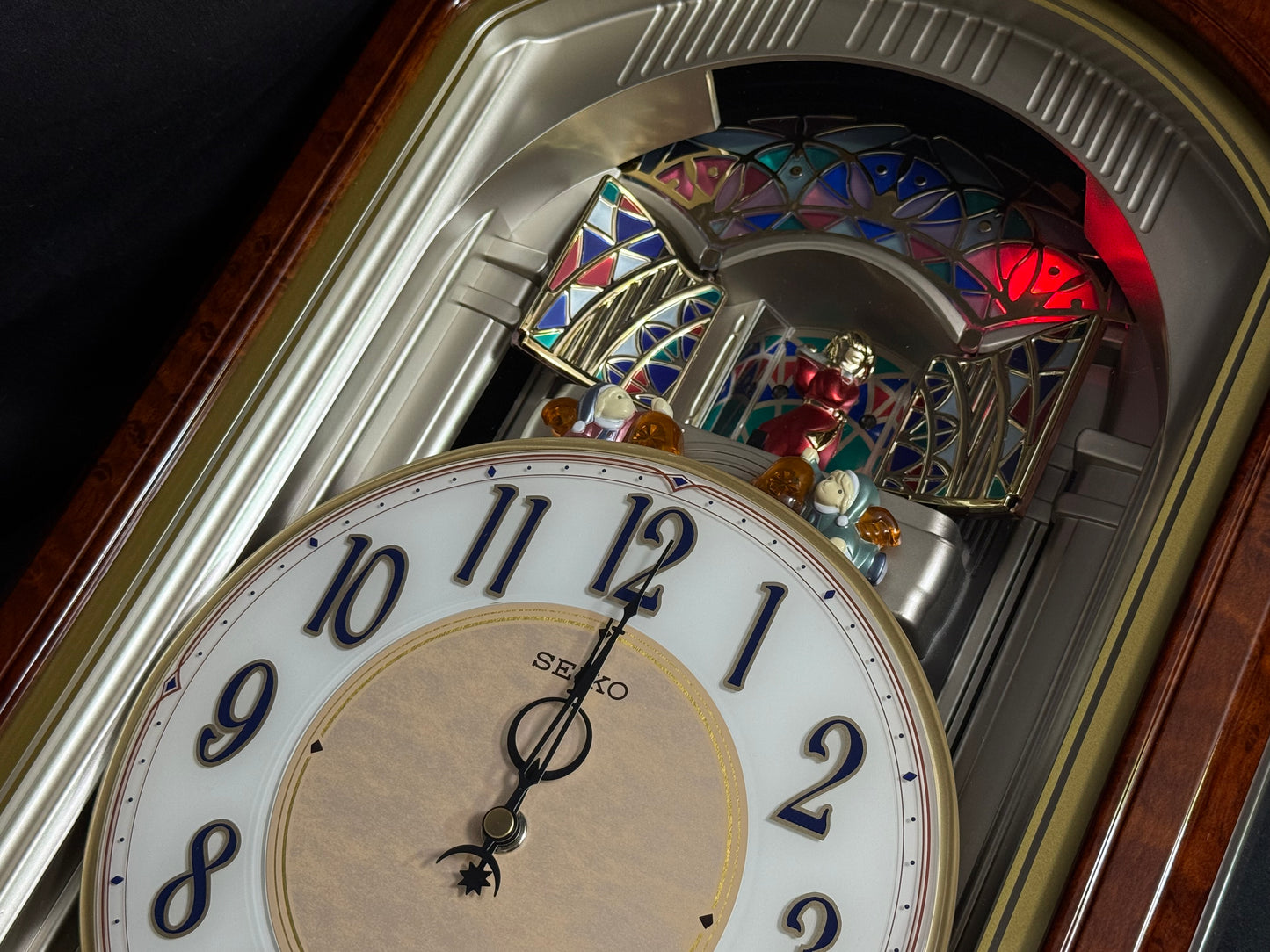 Seiko QXM223BRH "Classic Dropping Dial" Melodies in Motion Musical Moving Wall Clock