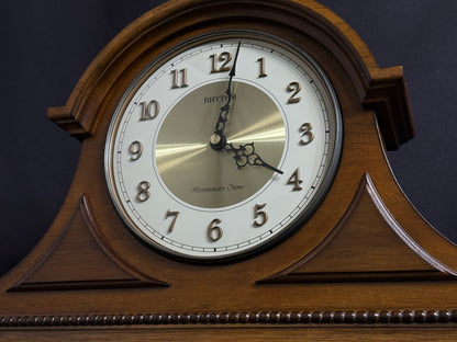 Rhythm "WSM Remington II" Traditional Wooden Chiming & Musical Tambour Mantel Clock with Raised Numerals - CRH216UR06