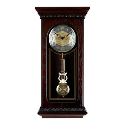 Seiko QXH008BLH "Mahogany" Traditional Wooden Chiming Pendulum Wall Clock with Embossed Steel Dial