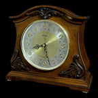 Rhythm "CTS Versailles" Traditional Wooden Musical Mantel Clock with Embossed Steel Dial - CRH125UR06