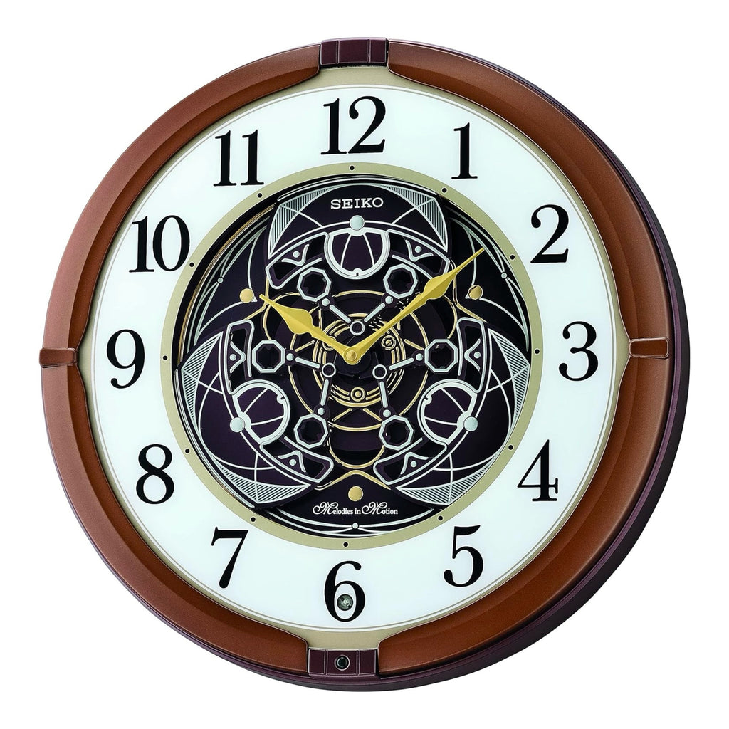Seiko QXM380BRH “Mechanical” Melodies in Motion Dancing Dial Musical Wall Clock with 18 Songs