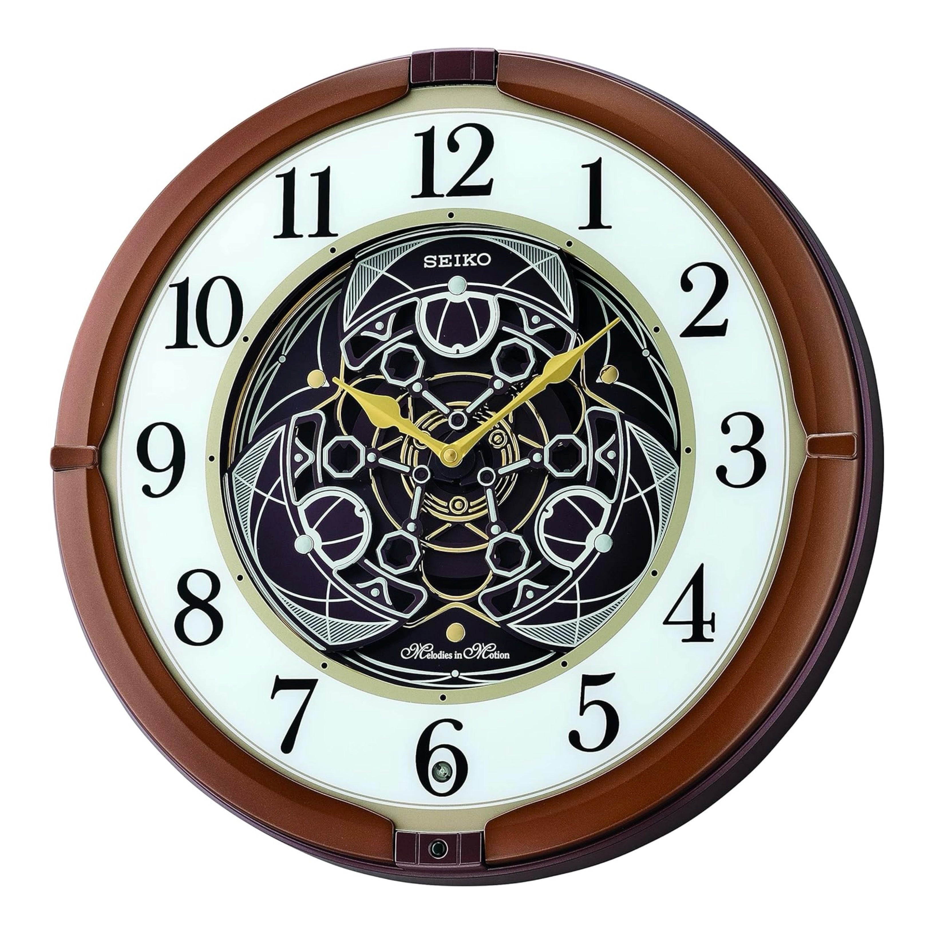 Seiko QXM380BRH “Mechanical” Melodies in Motion Dancing Dial Musical Wall Clock with 18 Songs