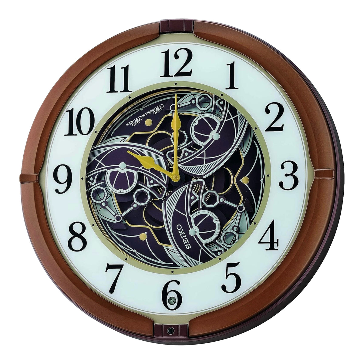 Seiko QXM380BRH “Mechanical” Melodies in Motion Dancing Dial Musical Wall Clock with 18 Songs