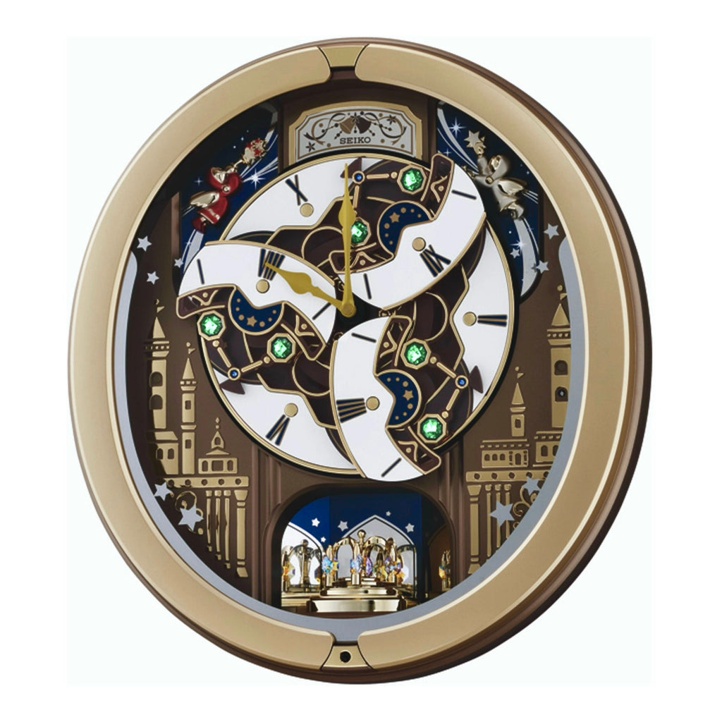 Seiko QXM350GRH "Starry Skyline" Melodies in Motion Dancing Dial Musical Wall Clock with 18 Songs