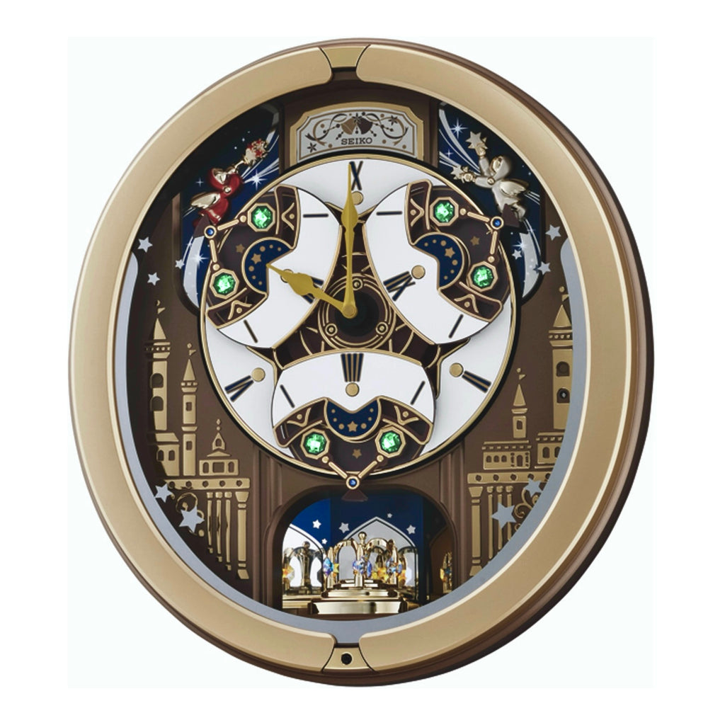 Seiko QXM350GRH "Starry Skyline" Melodies in Motion Dancing Dial Musical Wall Clock with 18 Songs