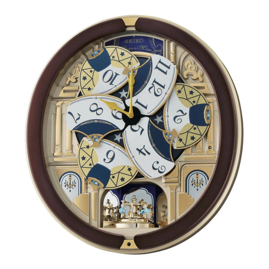 Seiko QXM356BRH "Golden Pillars" Melodies in Motion Dancing Dial Musical Wall Clock