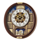 Seiko QXM362BRH "Nighttime City Skyline" Melodies in Motion Dancing Dial Musical Wall Clock with 18 Songs