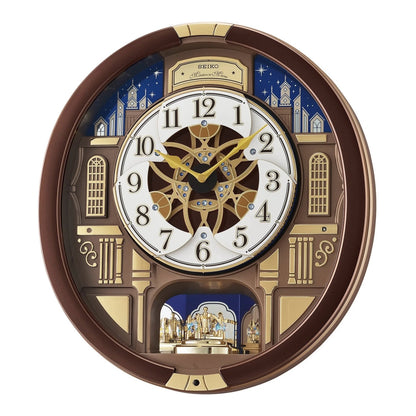 Seiko QXM362BRH "Nighttime City Skyline" Melodies in Motion Dancing Dial Musical Wall Clock