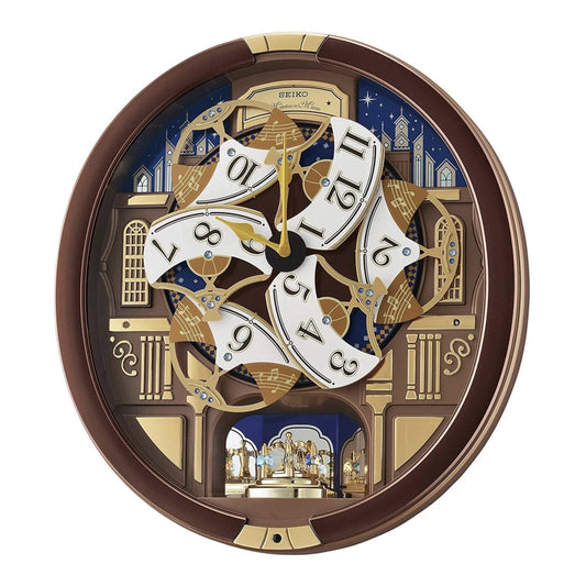 Seiko QXM362BRH "Nighttime City Skyline" Melodies in Motion Dancing Dial Musical Wall Clock