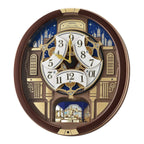 Seiko QXM362BRH "Nighttime City Skyline" Melodies in Motion Dancing Dial Musical Wall Clock with 18 Songs