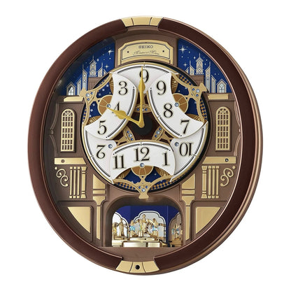 Seiko QXM362BRH "Nighttime City Skyline" Melodies in Motion Dancing Dial Musical Wall Clock