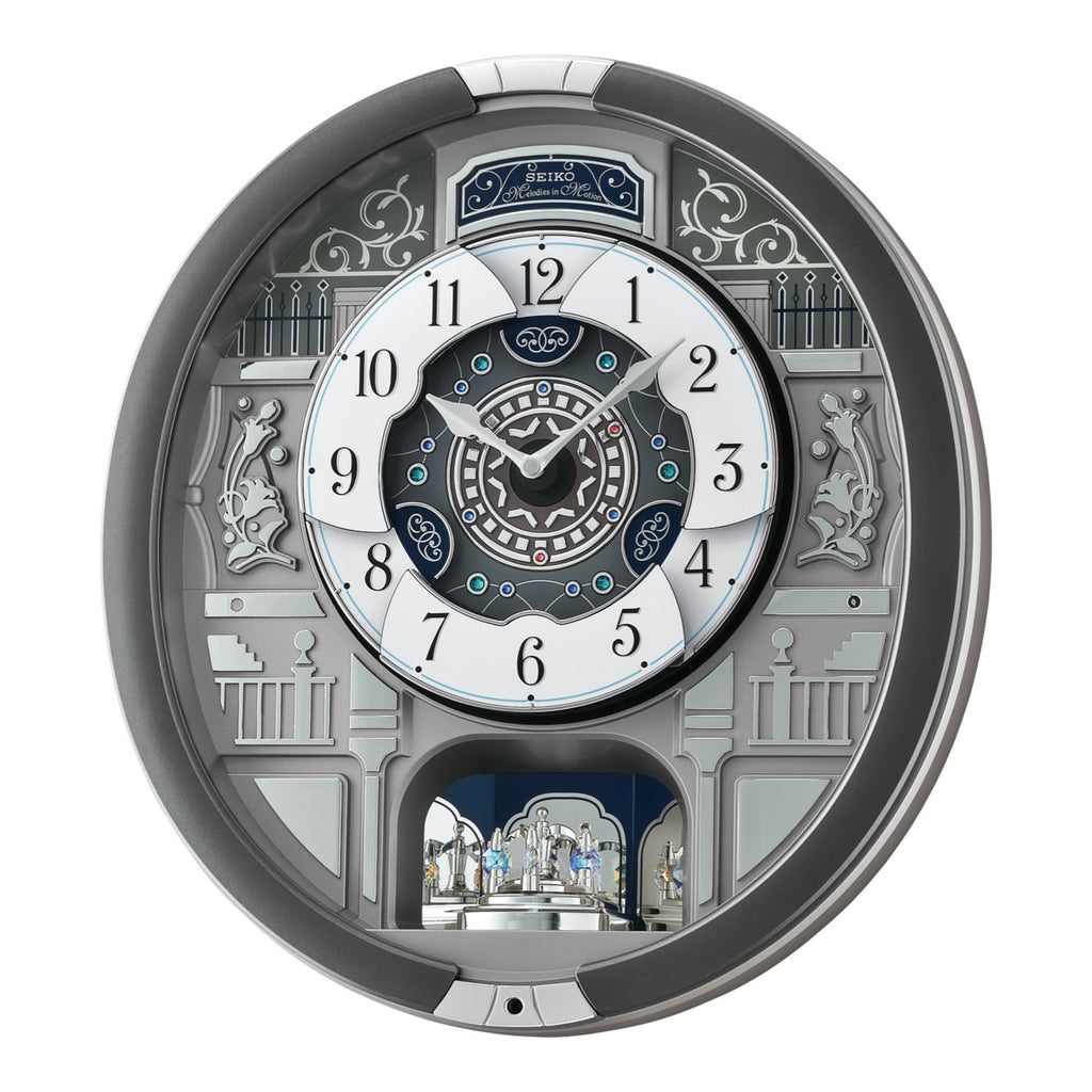 Seiko QXM366SRH “Musical Motifs” Melodies in Motion Dancing Dial Musical Wall Clock with 18 Songs