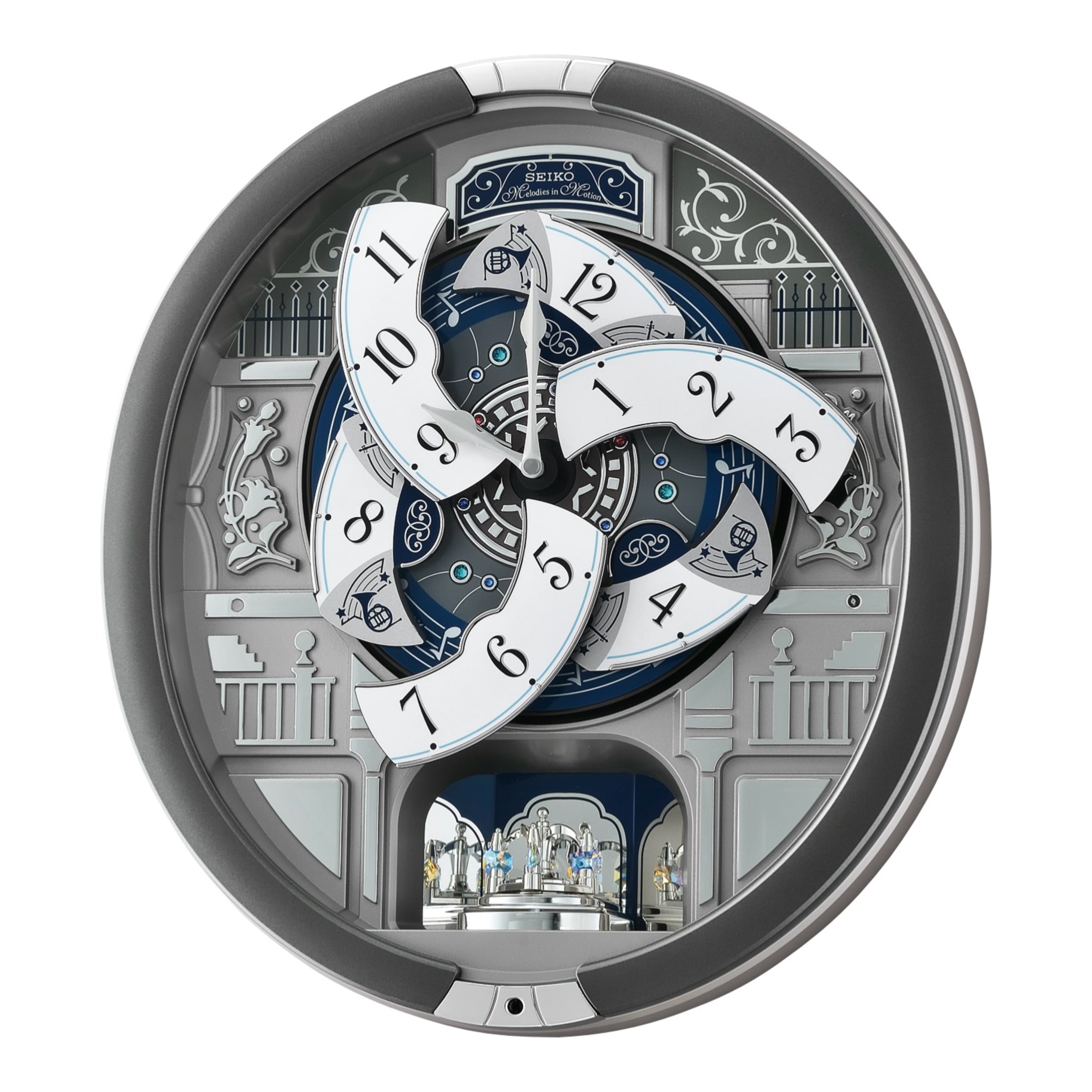 Seiko QXM366SRH “Musical Motifs” Melodies in Motion Dancing Dial Musical Wall Clock with 18 Songs