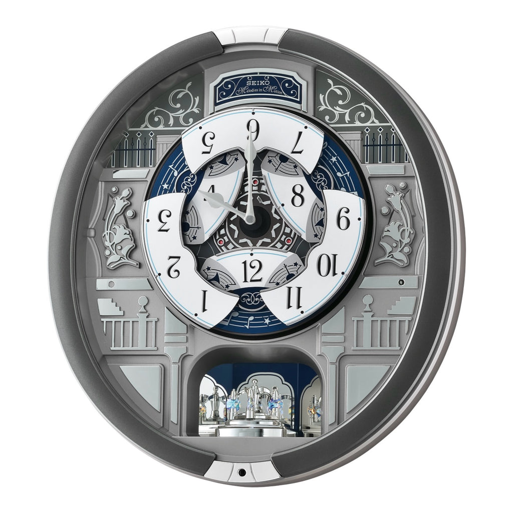 Seiko QXM366SRH “Musical Motifs” Melodies in Motion Dancing Dial Musical Wall Clock with 18 Songs