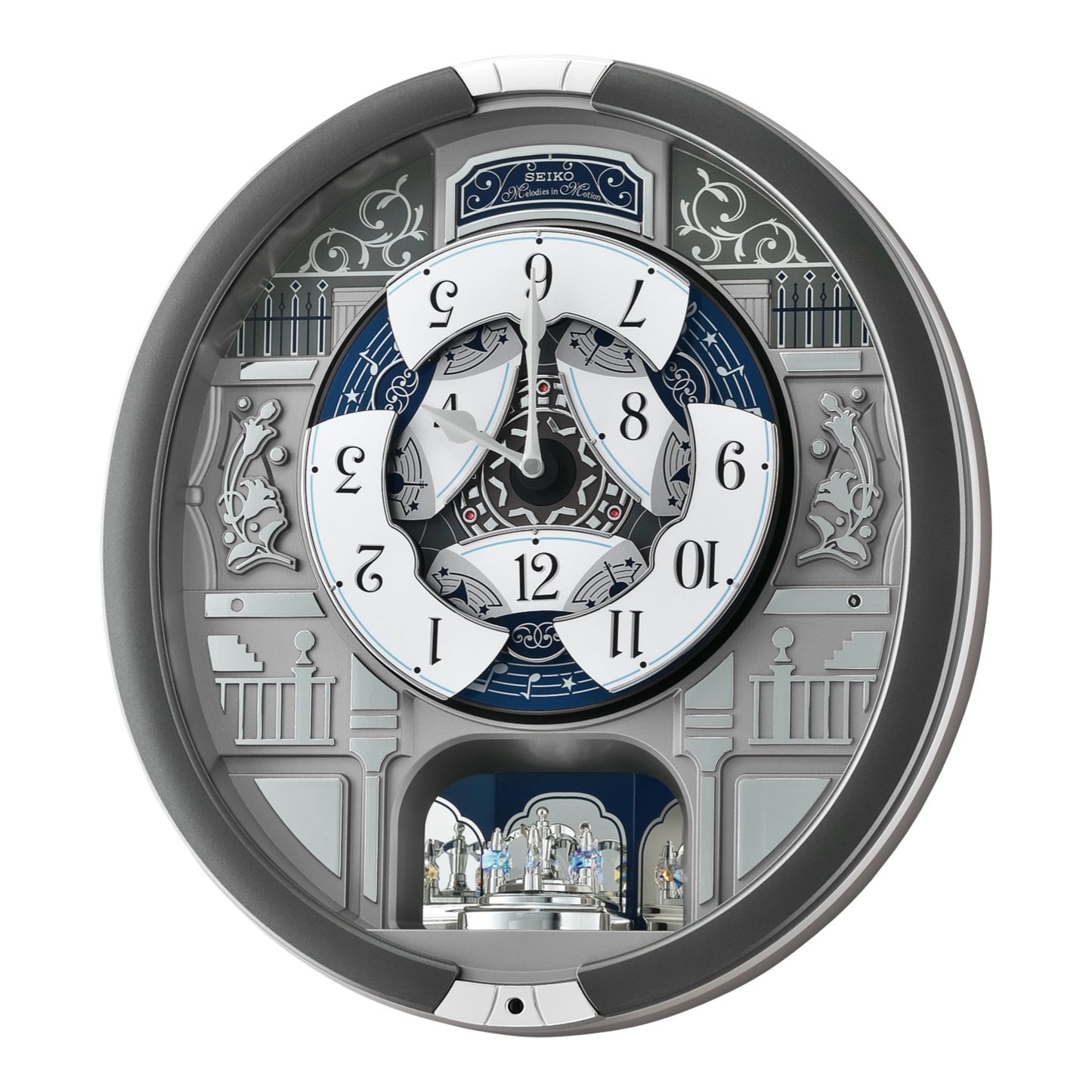 Seiko QXM366SRH “Musical Motifs” Melodies in Motion Dancing Dial Musical Wall Clock