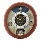 Seiko QXM376BRH “Bright Starry Night” Melodies in Motion Dancing Dial Musical Wooden Wall Clock with 19 Songs