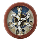 Seiko QXM376BRH “Bright Starry Night” Melodies in Motion Dancing Dial Musical Wooden Wall Clock with 19 Songs