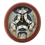 Seiko QXM376BRH “Bright Starry Night” Melodies in Motion Dancing Dial Musical Wooden Wall Clock with 19 Songs