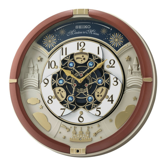 Seiko QXM378BRH “Castle Night” Melodies in Motion Limited Edition Dancing Dial Musical Wall Clock