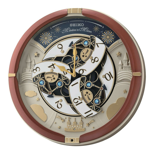 Seiko QXM378BRH “Castle Night” Melodies in Motion Limited Edition Dancing Dial Musical Wall Clock