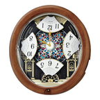 Seiko QXM383BRH "Midnight Royale" Melodies in Motion Musical Wooden Wall Clock with Animated Moving Dial & 12 Songs