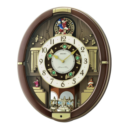 Seiko QXM384BRH "Summer Symphony" Melodies in Motion Musical Wall Clock with Moving Figurines & 30 Songs
