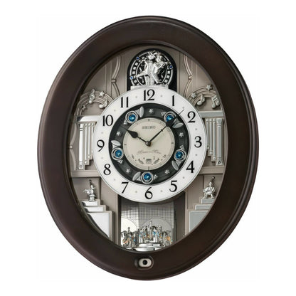 Seiko QXM389NRH "Parade" Melodies in Motion Musical Wooden Wall Clock with Moving Figurines