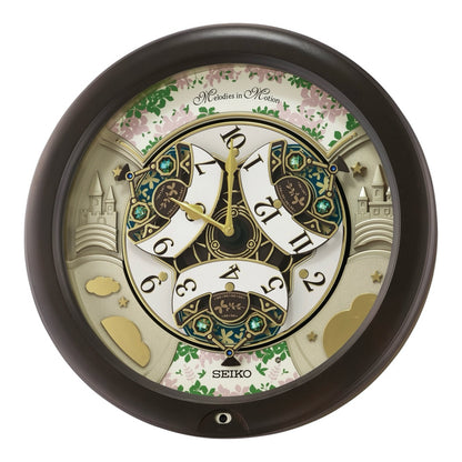 Seiko QXM391NRH “Cherry Blossom” Melodies in Motion Dancing Dial Musical Wooden Wall Clock