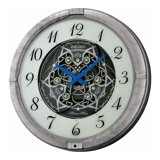 Seiko QXM397SRH “Winter King” Melodies in Motion Dancing Dial Musical Wall Clock