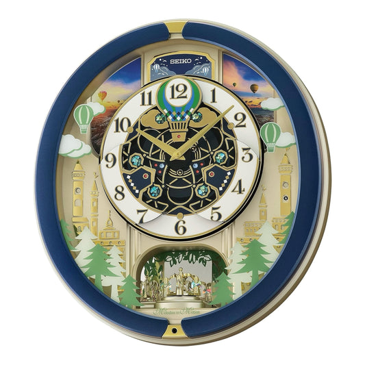 Seiko QXM398LRH “Blue Pine Fantasy” Melodies in Motion Dancing Dial Musical Wall Clock