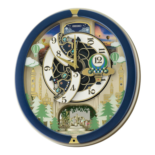 Seiko QXM398LRH “Blue Pine Fantasy” Melodies in Motion Dancing Dial Musical Wall Clock