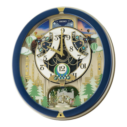Seiko QXM398LRH “Blue Pine Fantasy” Melodies in Motion Dancing Dial Musical Wall Clock